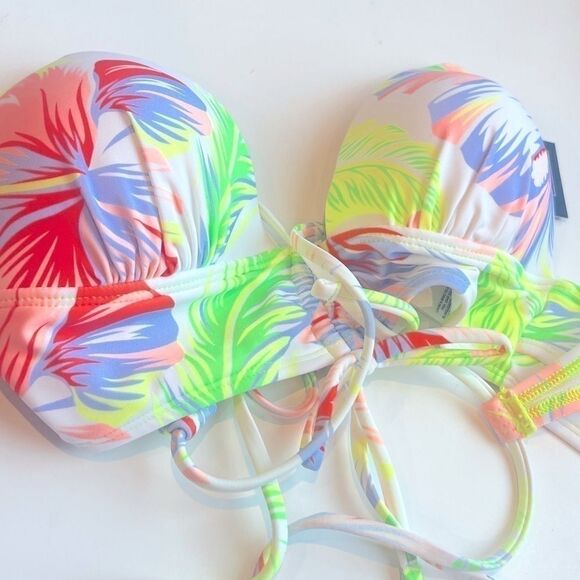 Salt + Cove Juniors' Hibiscus Garden Molded Push-up long line Bikini Top Swim S - Picture 11 of 13